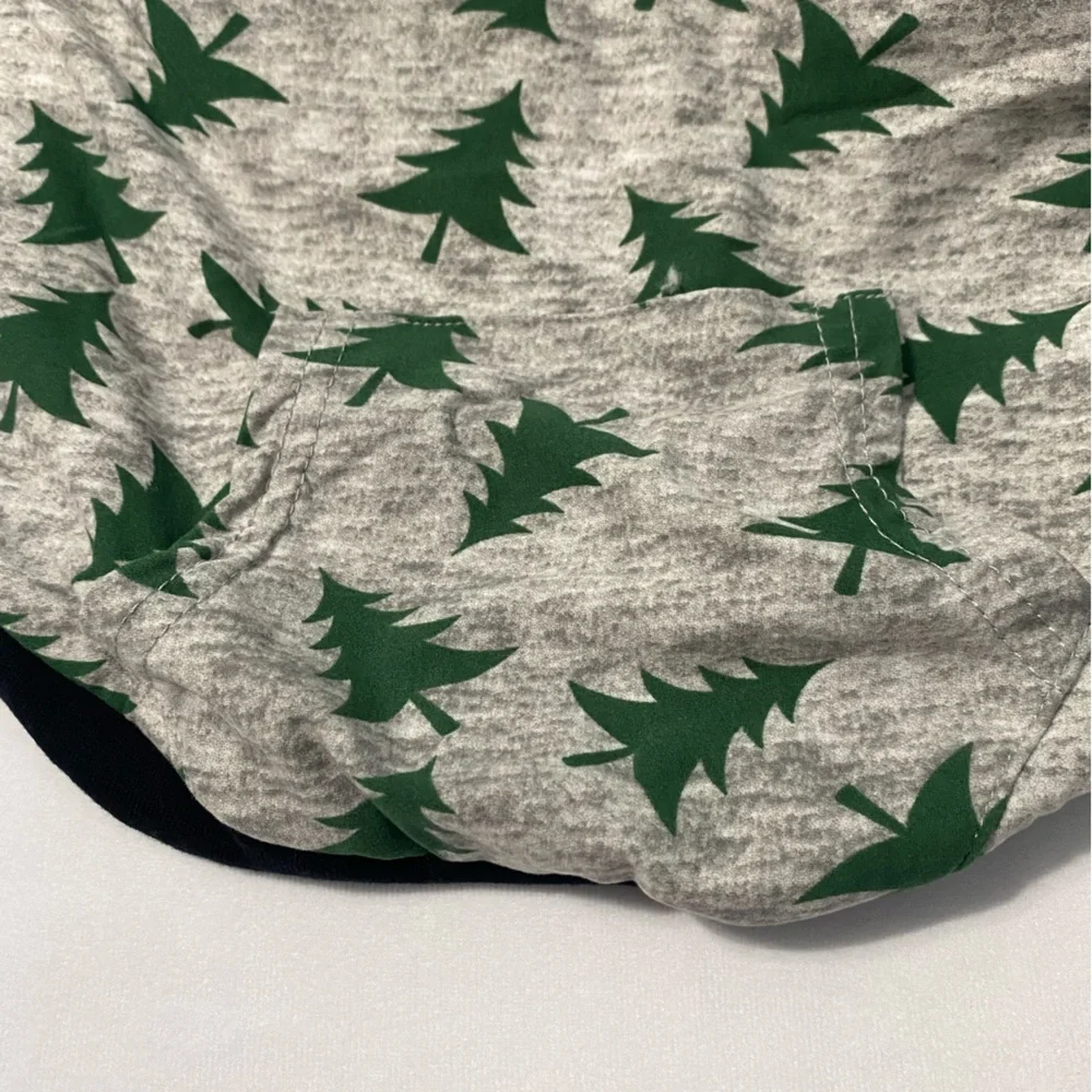 Pup Under the Tree Dog Hoodie Gray/Green Size Large
